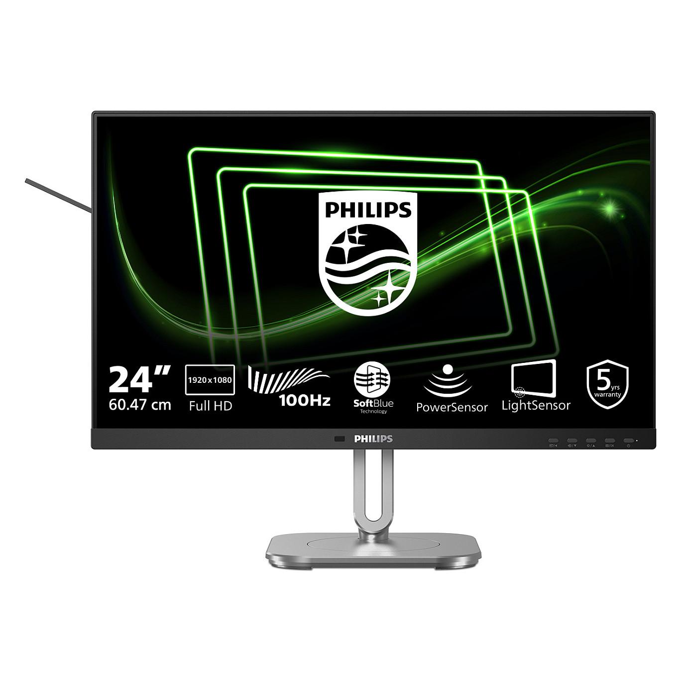 Monitor Philips 5000 Series 24B2G5200, 23.8", Full HD IPS, 100Hz, 4ms, HDMI+DP+VGA+USB - Zezë - 1