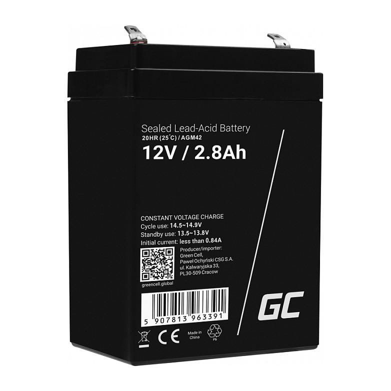 Bateri Green Cell AGM42, 12 V, 2.8 Ah, VRLA - Zezë