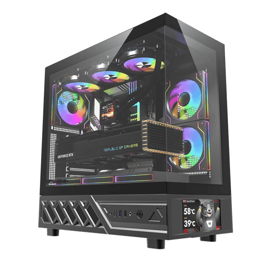 Kasë DeepCool CG580 4F V2 / ATX Mid-Tower / Panoramic 270° / 4x120mm ARGB / USB Type-C / Xham i Temperuar - Zezë