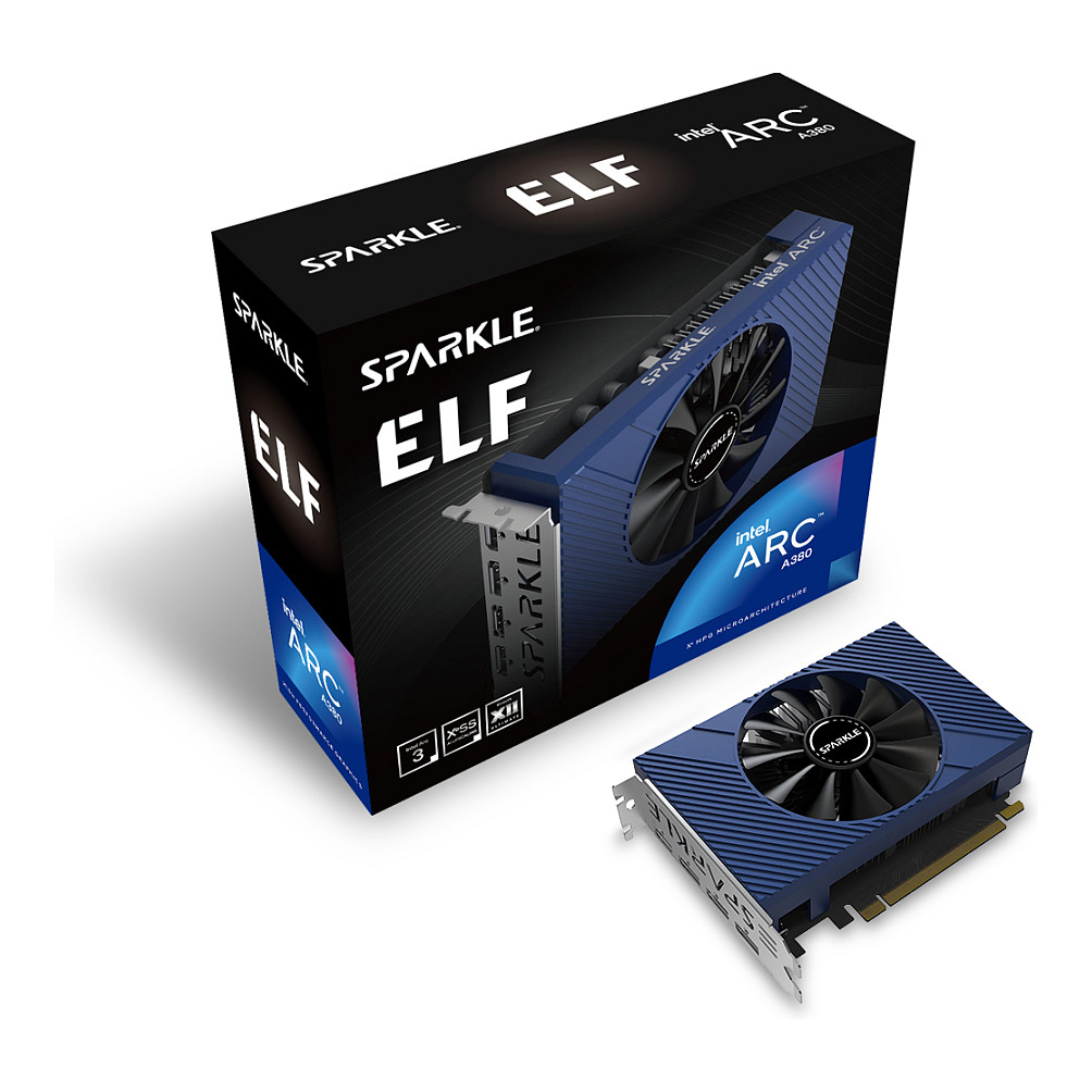 Kartë Grafike Intel Arc A380 / 6GB / Sparkle ELF / GDDR6 / 1 Fan - Zezë/Blu - 8