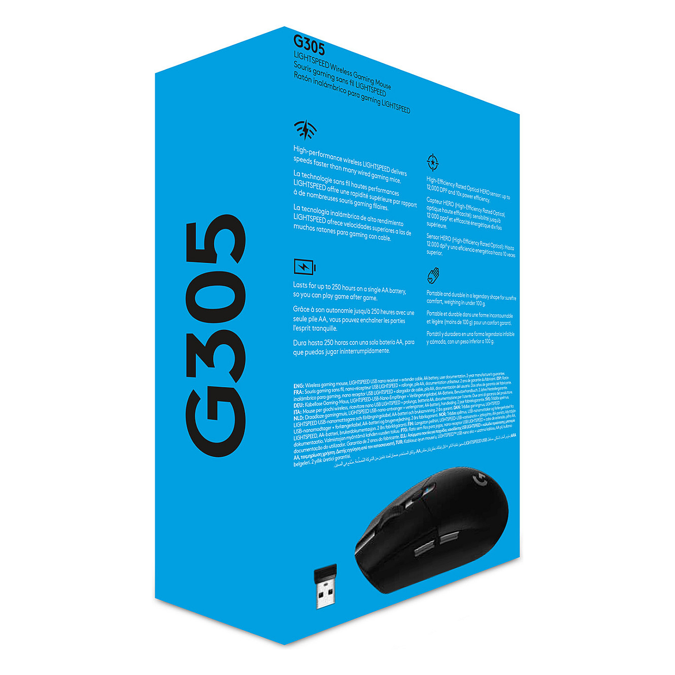Maus Gaming Logitech G G305 Wireless Optical / 6 Butona / 2.4 GHz / USB Receiver - Zezë - 9