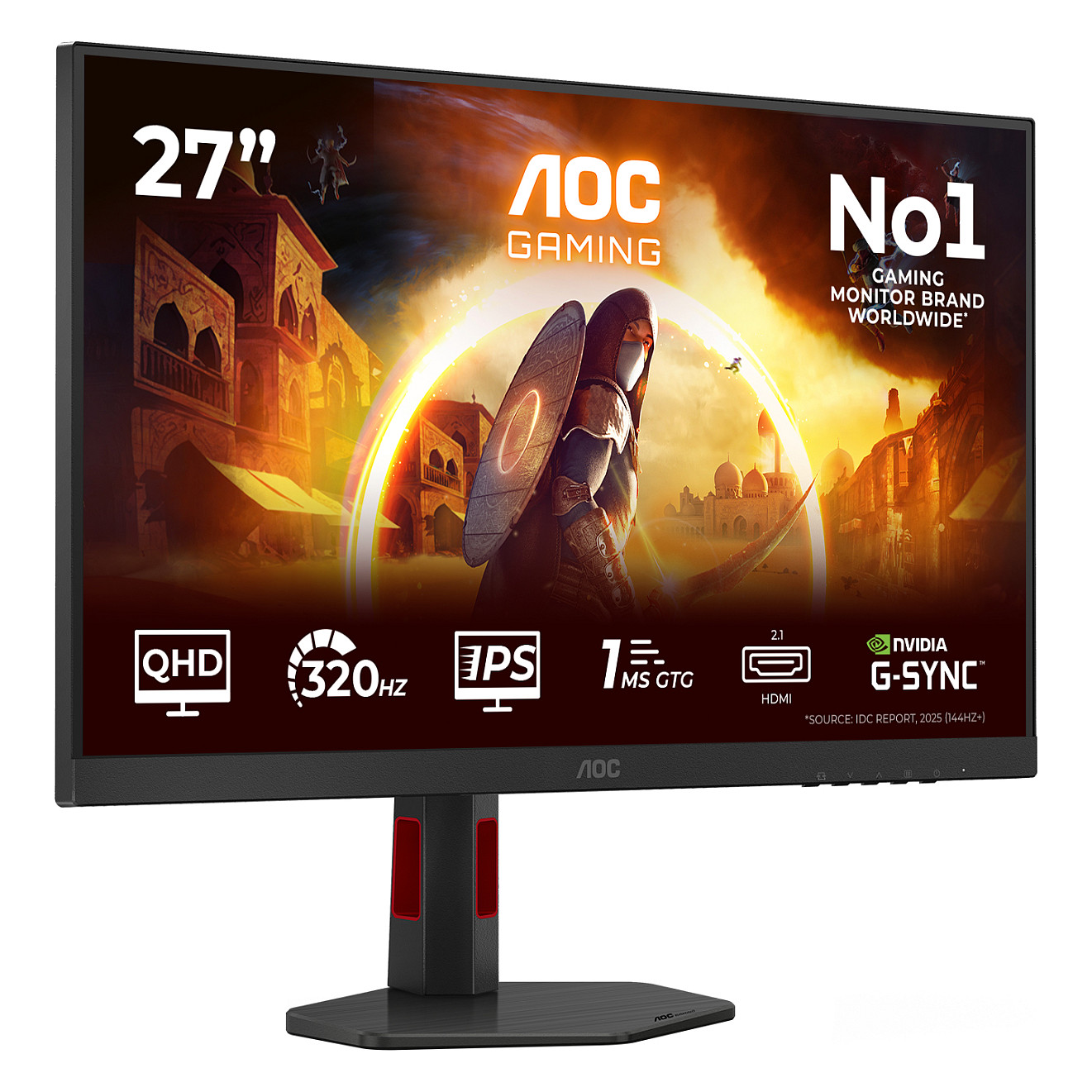 Monitor Gaming AOC Q27G4SRU / 27" / Quad HD Fast IPS / LED / 320 Hz / 0.3 ms / HDMI+USB+DP+HDCP - Zezë/Kuqe - 18