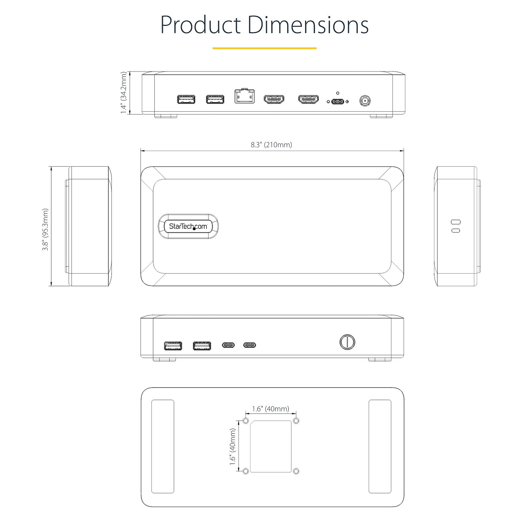 Docking Station USB4 StarTech Dual 4K Dock / 100W PD / 3xUSB-A / 2xUSB-C / 2xHDMI – Argjend - 10