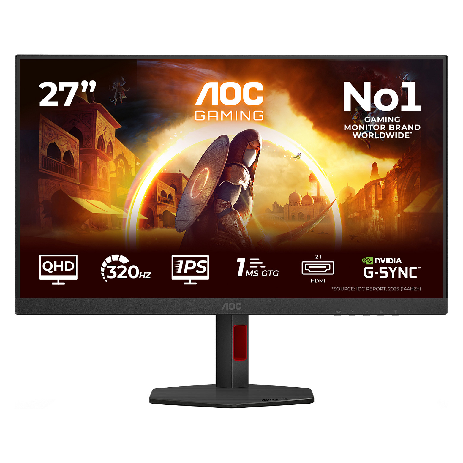 Monitor Gaming AOC Q27G4SRU / 27" / Quad HD Fast IPS / LED / 320 Hz / 0.3 ms / HDMI+USB+DP+HDCP - Zezë/Kuqe - 1