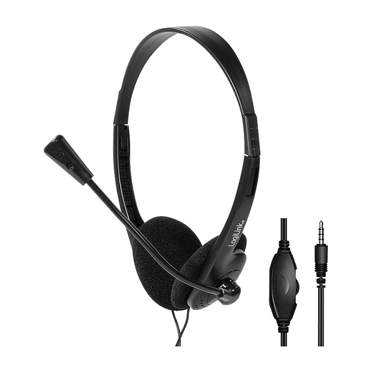 Kufje me kabllo LogiLink HS0055 / Stereo / 3.5 mm / Mikrofon / 1.8 m – Zezë