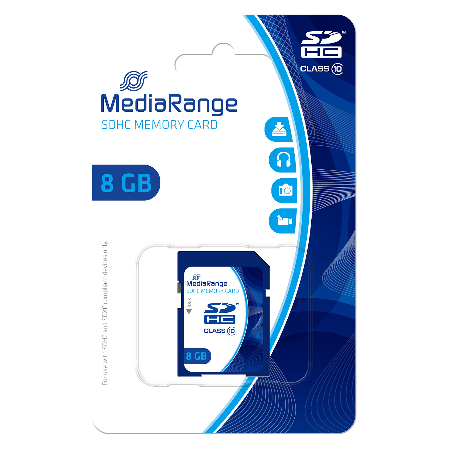 Kartë Memorie MediaRange MR962 / 8GB / SDHC / Class 10 / 15MB/s – Blu - 2