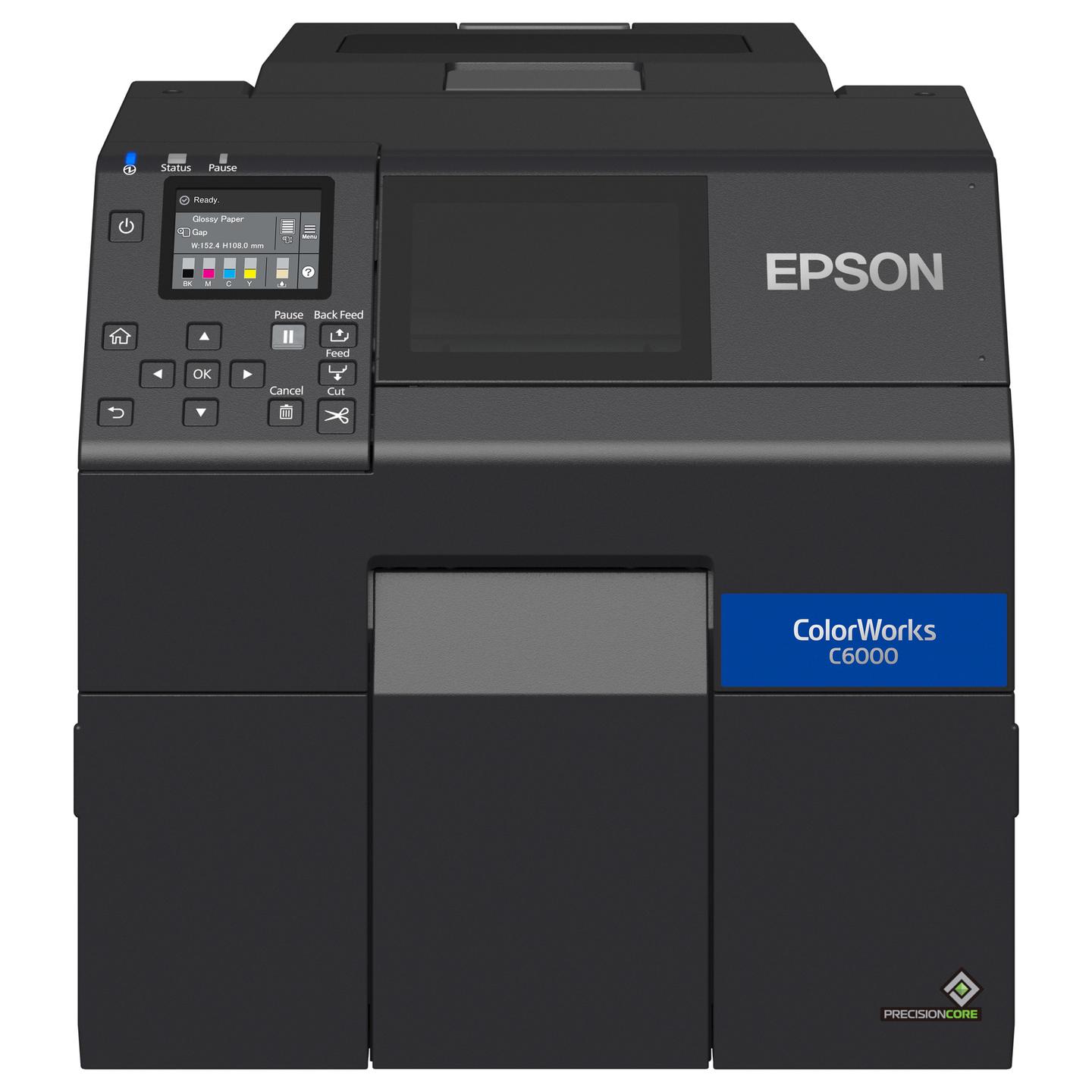 Printer Label Epson ColorWorks CW-C6000AE, 4 Ngjyra, 1200x1200DPI, 119mm/s, Ethernet, USB, Auto Cutter - Zezë