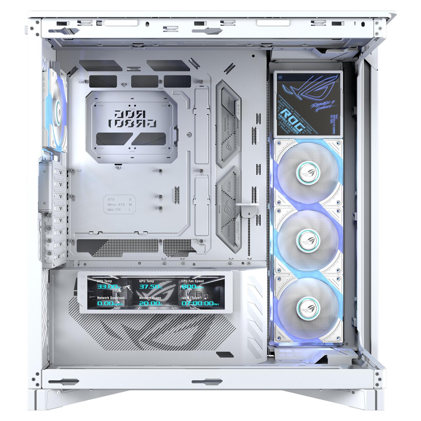 Kasë ASUS ROG CRONOX GR801, Curved Tempered Glass, ARGB - Bardhë - 9