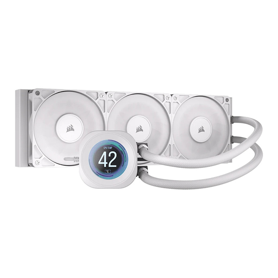 Ftohës për Procesor Corsair Nautilus 360 RS LCD / AIO / 360mm / 3×120mm RS Fan / 2.1" IPS LCD / 2100 RPM / iCUE – Bardhë