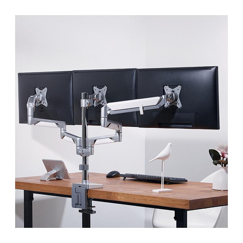 Mbajtëse për Monitor LogiLink BP0090 / 3 Monitorë / 17"-27" / 7kg për Monitor / VESA 75x75-100x100 / Tavolinë / Gas Spring - Argjend - 5