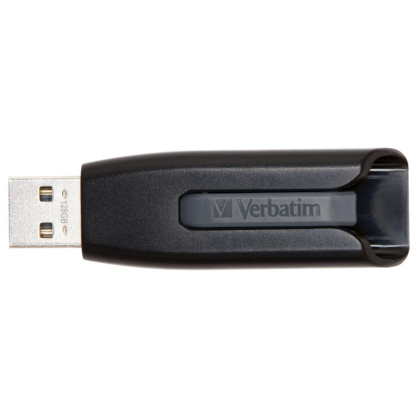 USB Flash Drive Verbatim V3 / 128GB / USB 3.2 Gen 1 / USB Type-A / 80MB/s Lexim / 25MB/s Shkrim / Lidhës rrëshqitës / 58 × 20 × 11mm / 10g - Zezë