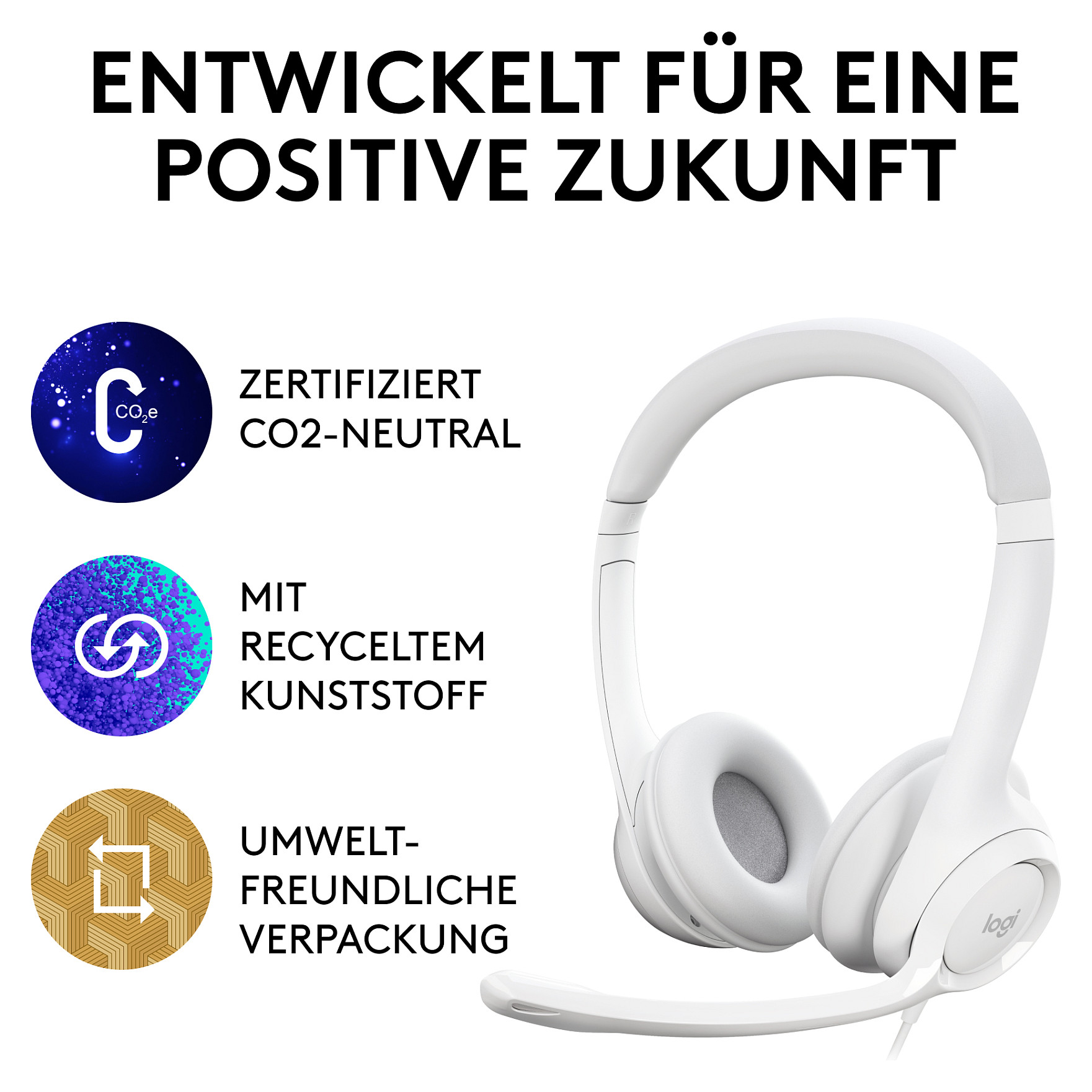 Kufje Logitech H390, USB-A, të bardha - 15