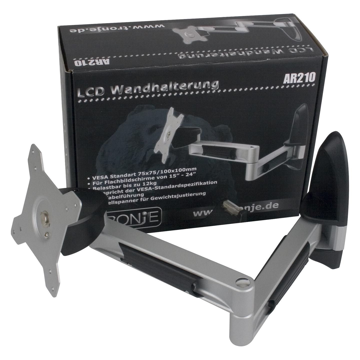 Mbajtëse për Monitor Tronje AR210 / 1 Monitor / 15"-24" / 12kg / VESA 75x75-100x100 / Full Motion - Zezë - 5