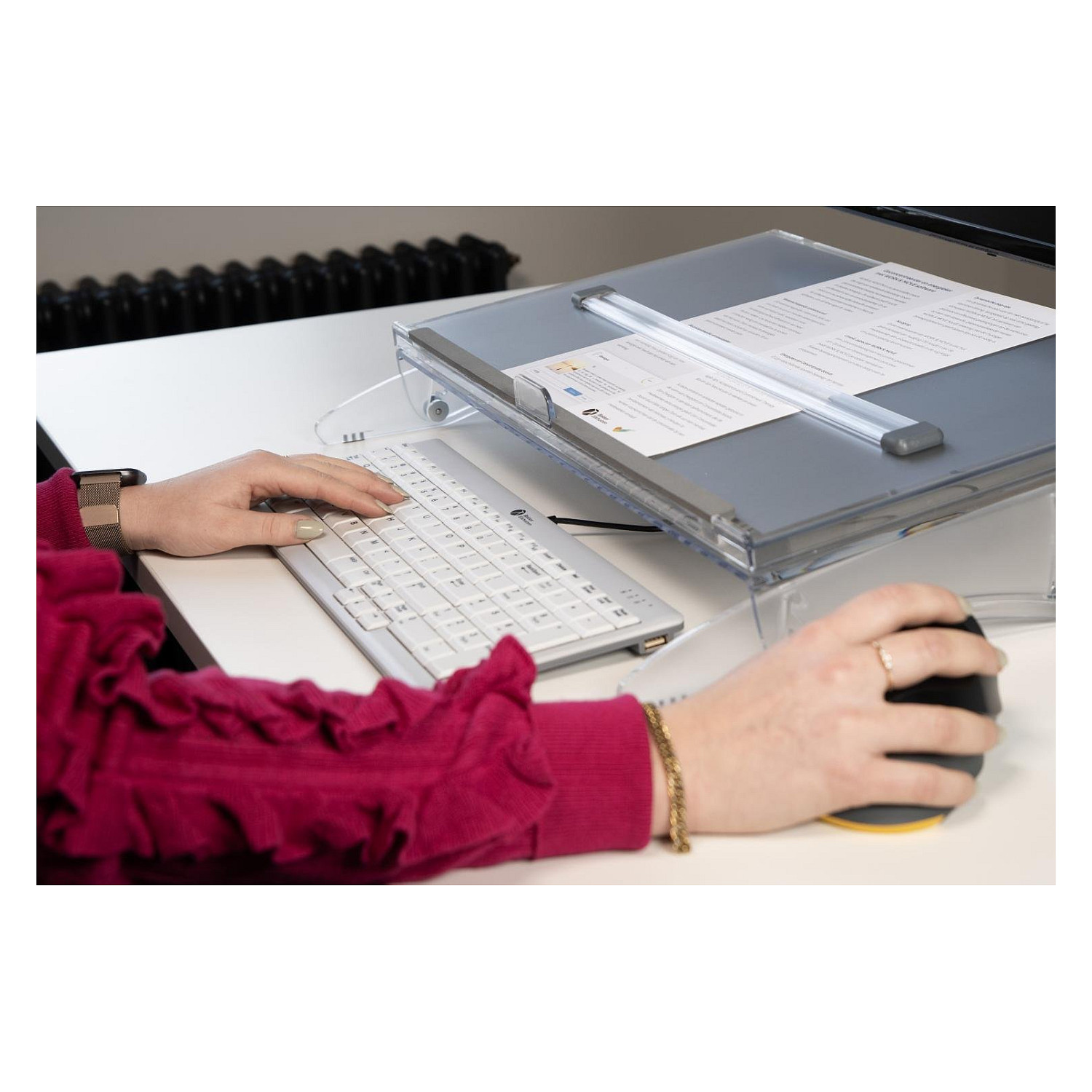 Mbajtëse Dokumentesh BakkerElkhuizen FlexDesk 640 ComfortRead / 515x380mm / 5kg / 3 Nivele - Transparente - 5