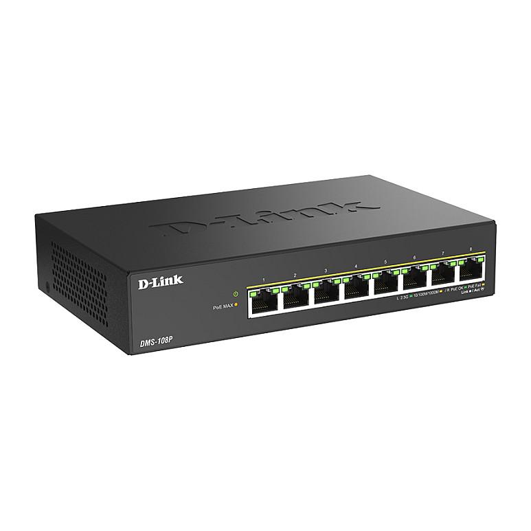 Switch D-Link DMS-108P/E, 8x 2.5G Ethernet RJ45 PoE++, PoE 230W, 40Gbps - Zezë - 2