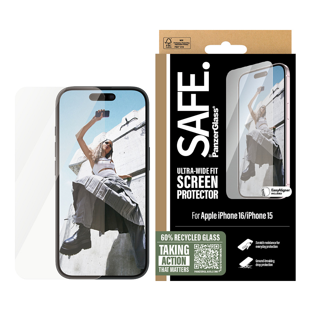 Mbrojtës Ekrani SAFE by PanzerGlass për iPhone 16 / iPhone 15 – Ultra Wide Fit (UWF) - 2