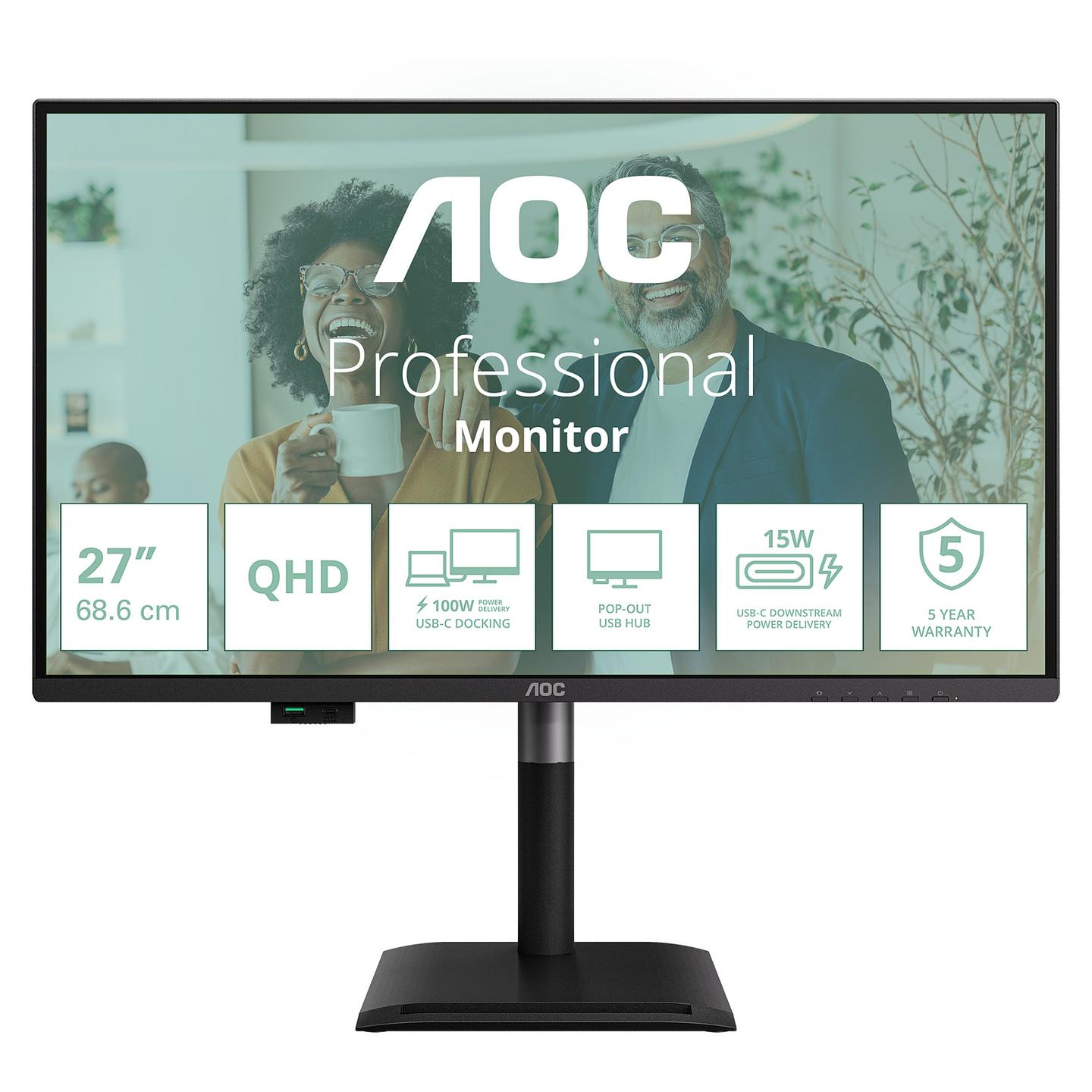 Monitor AOC Q27P4CV / 27" / QHD / 120 Hz / 4 ms / HDMI + DisplayPort + USB-C - Zezë