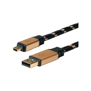 Kabllo ROLINE 11.02.8823, USB-A në Mini-USB-B, USB 2.0, 480 Mbps, 3 m - Zezë/Verdhë - 2