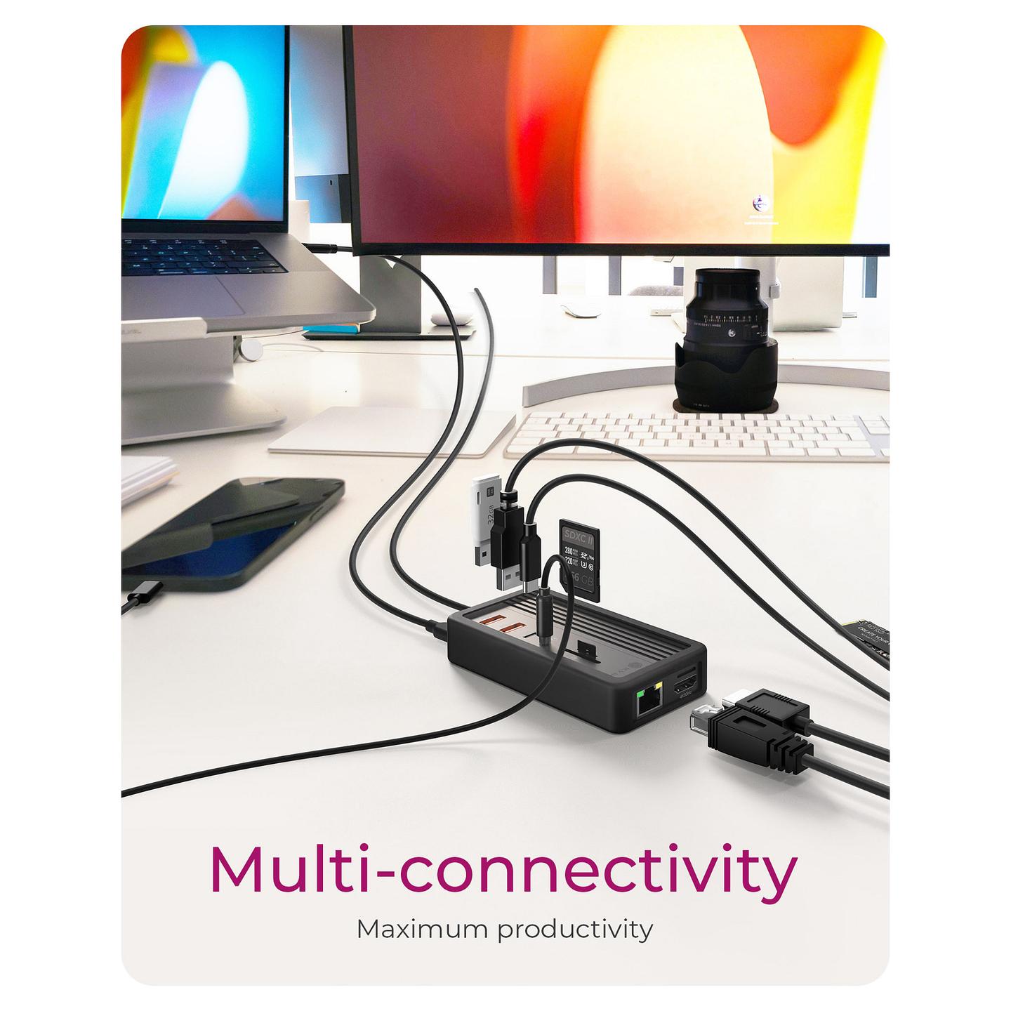 Docking Station ICY BOX IB-DK4072M-CU31 / M.2 NVMe / 2x USB-A / HDMI 4K / USB-C 10Gbps / SD+ microSD / USB-C 100W PD – Zezë - 2