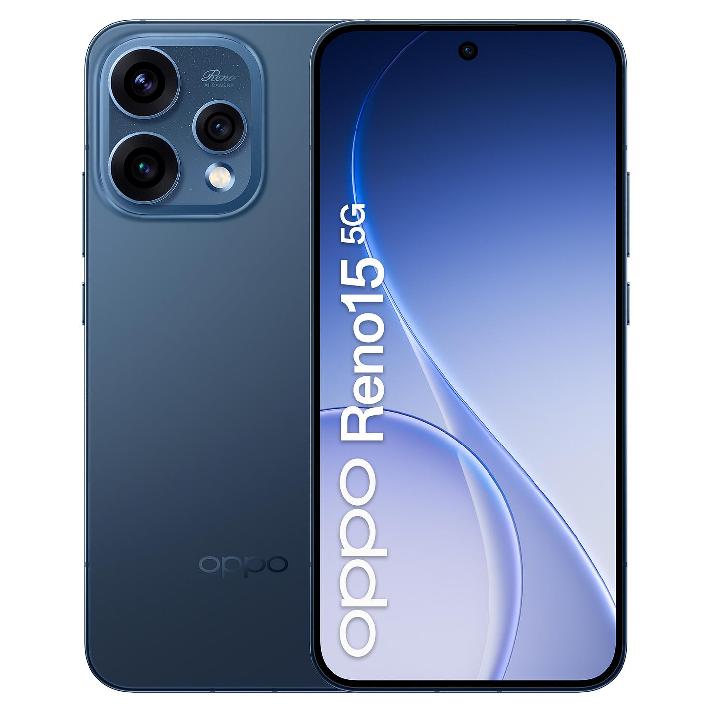 Telefon OPPO Reno15 5G, 6.59", AMOLED, 120Hz, 8GB, 512GB, Snapdragon 7 Gen 4, Dual SIM, 5G - Blu