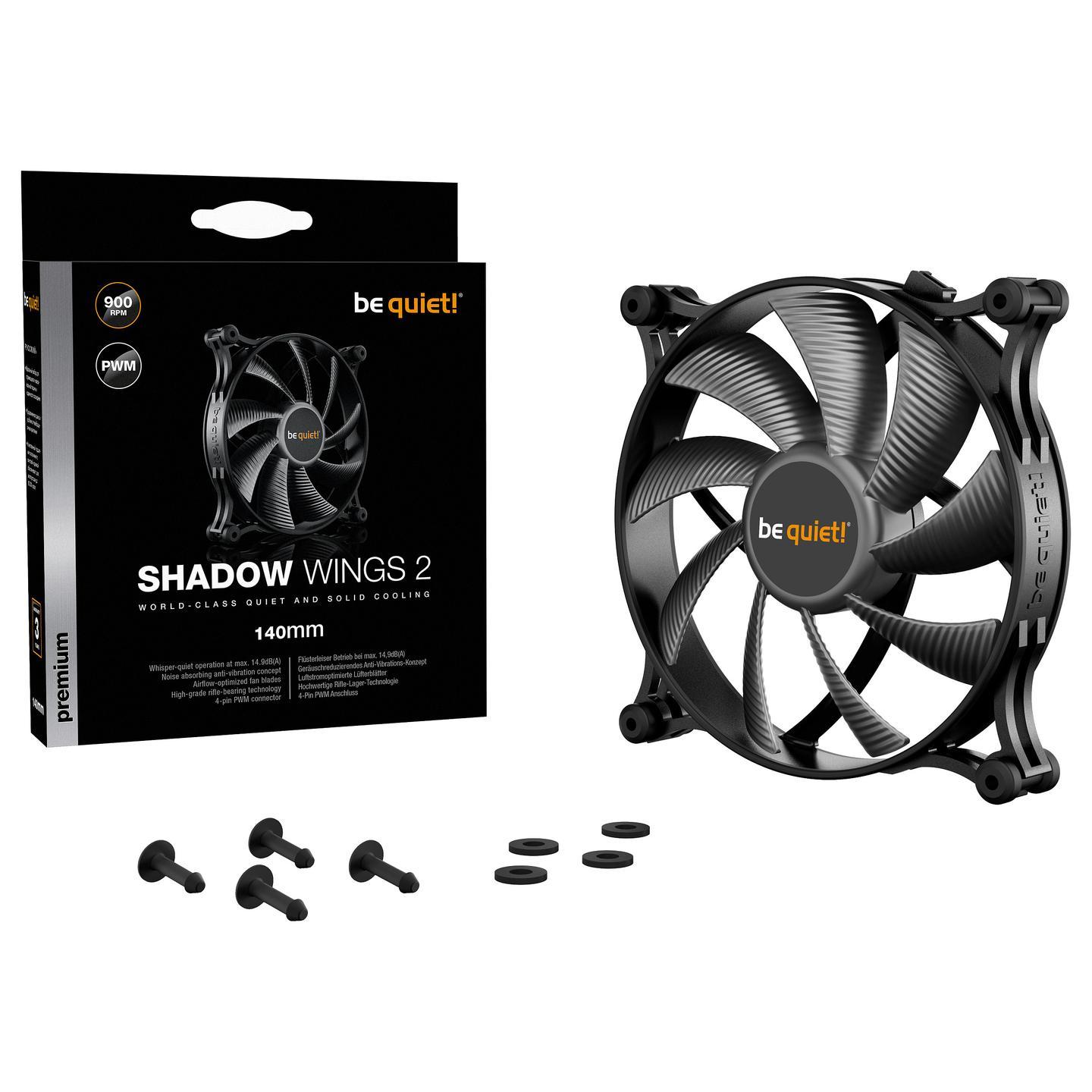 Ftohës për Kasë be quiet! Shadow Wings 2 / 140mm / 900 RPM / PWM – Zezë - 5