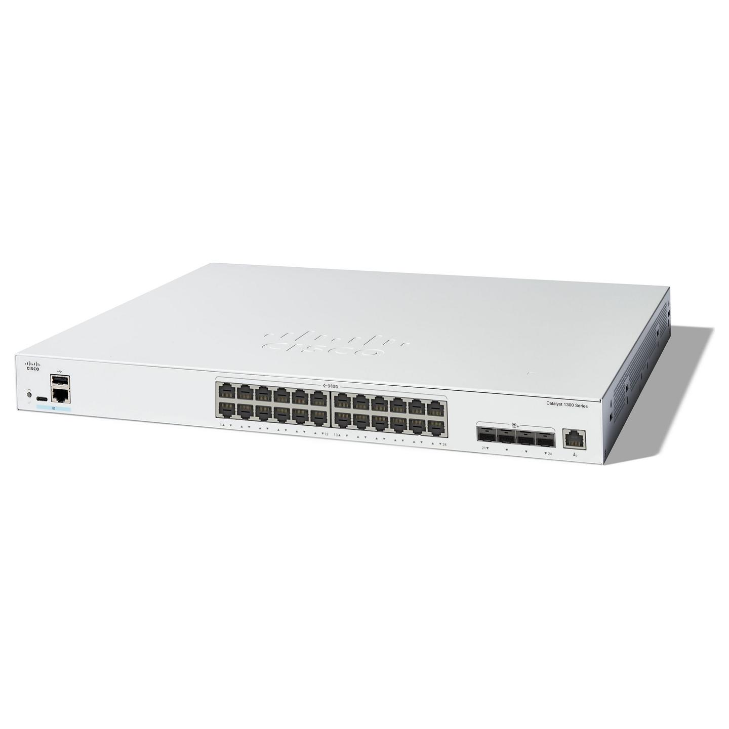 Switch Cisco Catalyst C1300-24XT, 24x 10GbE RJ45, 4x Porta Combo SFP+ dhe RJ45, Layer 3 Managed, Switching Capacity 480Gbps, Rackmount 1U - Hiri