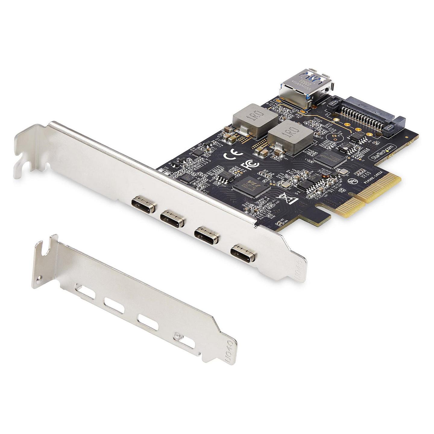 Kartë Zgjerimi StarTech.com PS4C3IA3-USB-C-CARD, PCI Express 3.0 x4, 4x USB-C + 1x USB-A i Brendshëm, 10Gbps, ASMedia ASM3142, Low Profile + Full Height