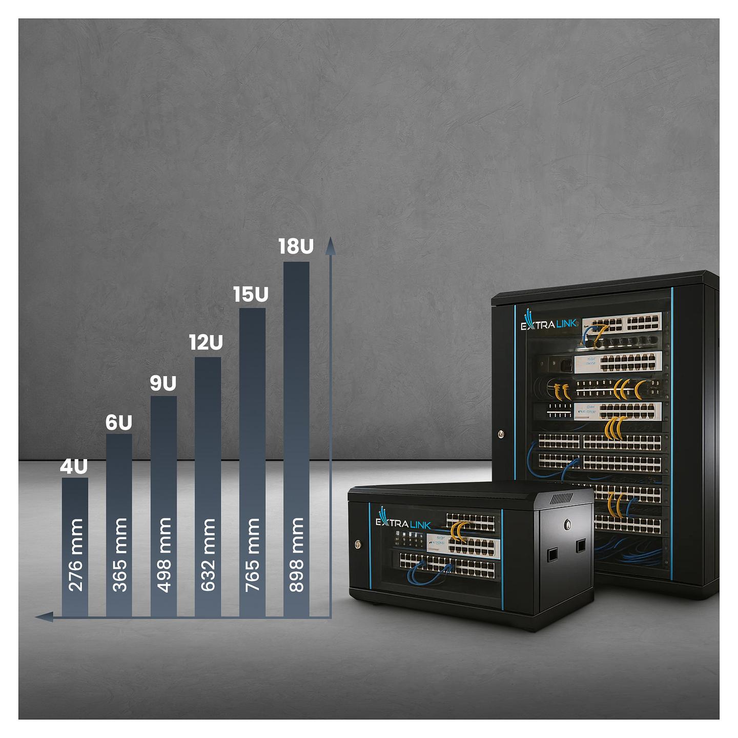 Kabinet Rack Extralink EX.2893, 4U, 19", 600×600mm, Montim në Mur, 30kg - Zezë - 15