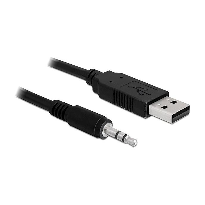 Kabllo Serial DeLOCK 83114, USB 2.0 Type-A mashkull në jack stereo 3,5 mm mashkull, Serial-TTL 3,3 V, deri në 3 Mb/s, 1,8 m - Zezë