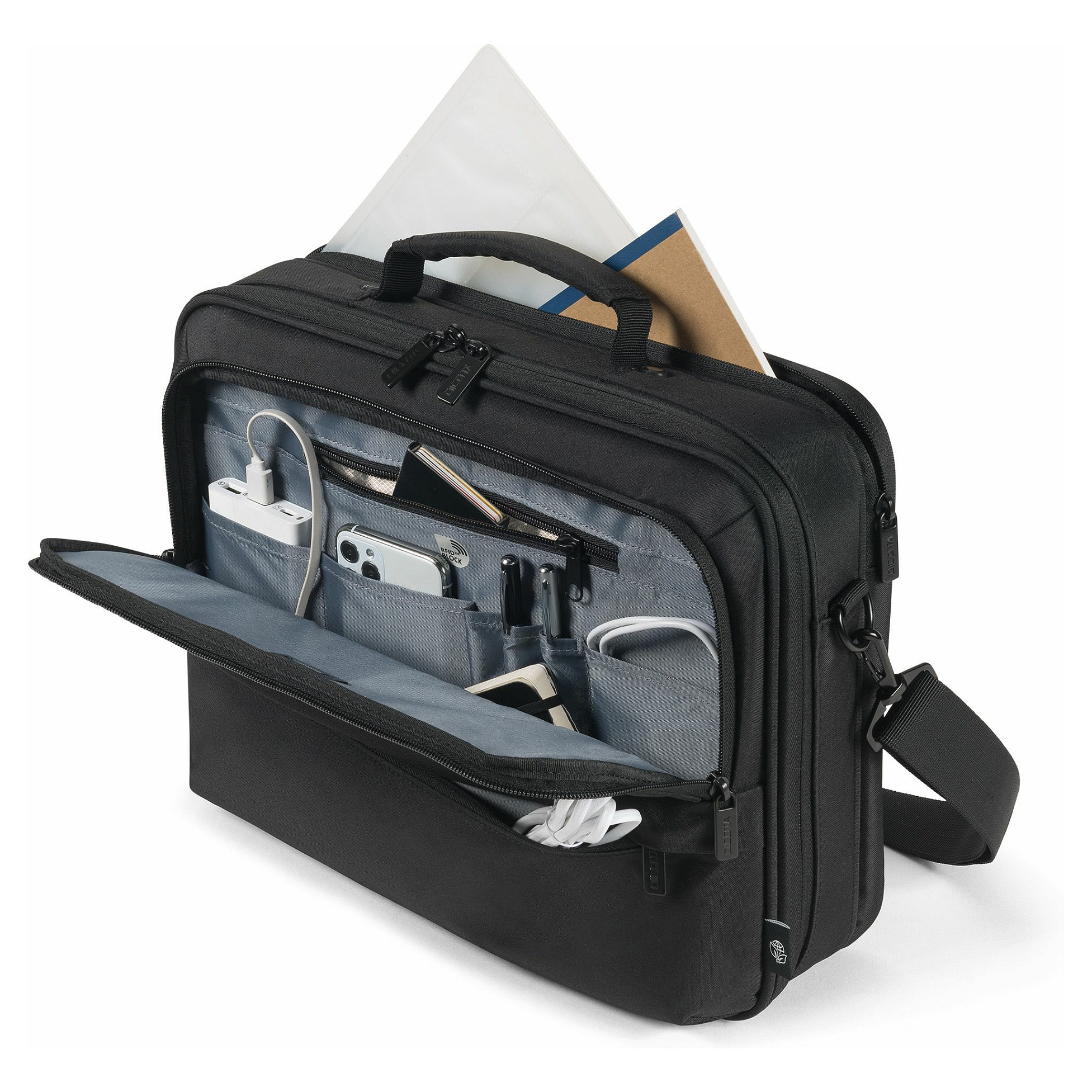 Çantë për laptop DICOTA Eco Multi CORE D32029-RPET / Briefcase / 13-14.1" / 100% Recycled PET / Padded Laptop Compartment / RFID Blocker / GPS Tracker Pocket / Water-Repellent - Zezë - 6