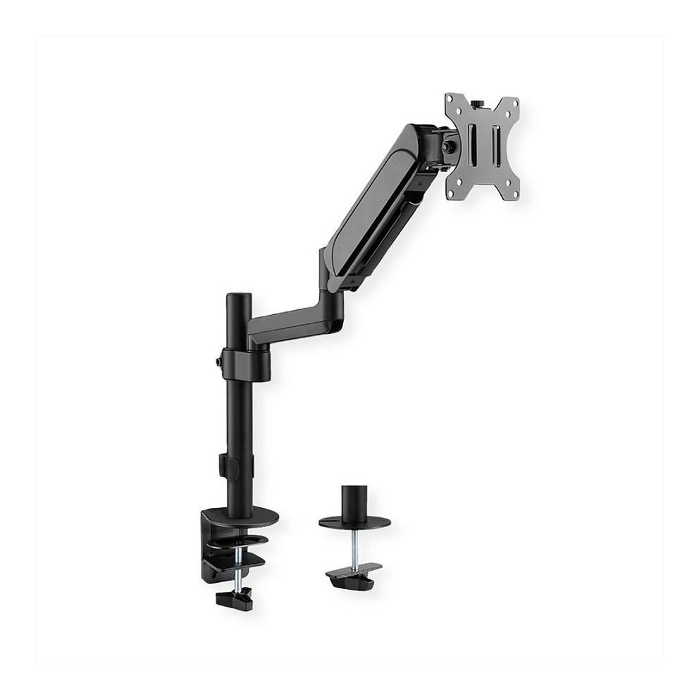Mbajtëse për Monitor VALUE 17.99.1181 / 1 Monitor / 17"-32" / 9kg / 4 Nyje / Clamp-Grommet / Tilt ±35° / Swivel ±90° - Zezë