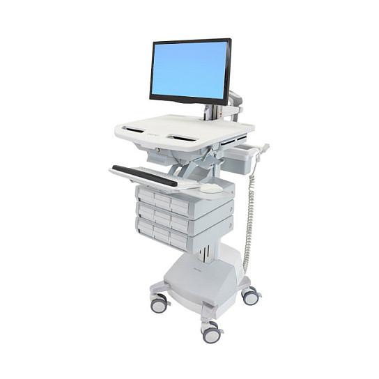 Karrocë për Monitor Ergotron StyleView SV44-1291-2, deri 24", 16.8kg, Rregullim Lartësie 58cm, LCD Pivot, Tabaka Tastiere, 9 Sirtarë, 4 Rrota - Bardhë