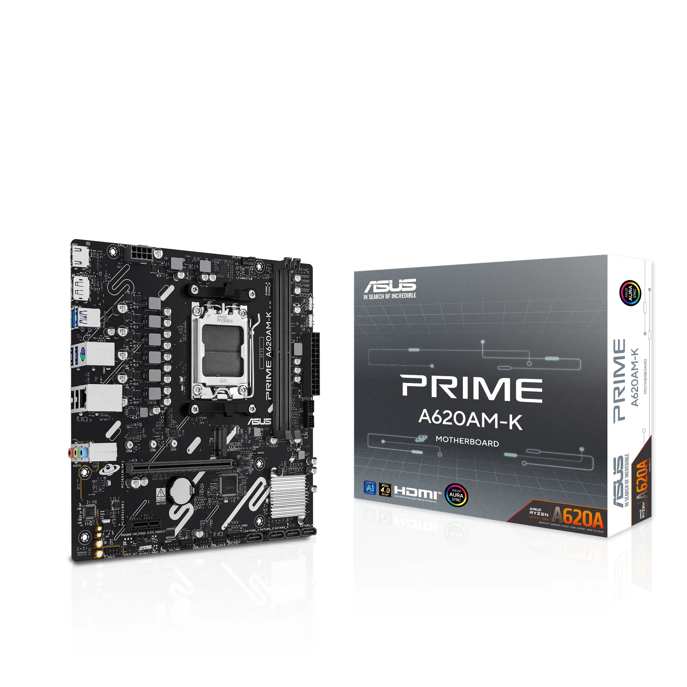 Pllakë Amë ASUS PRIME A620AM-K / AMD AM5 / A620A / DDR5 / Micro-ATX / PCIe 4.0 / M.2  - 3