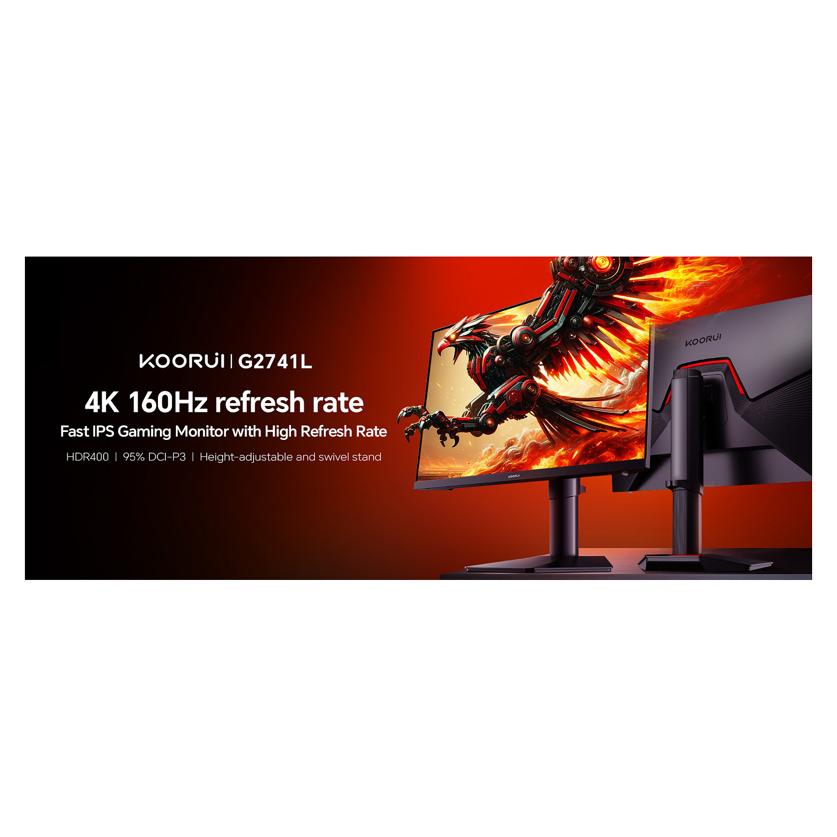 Monitor Gaming KOORUI G2741L / 27"/ Quad HD IPS / 160Hz / 1ms / HDMI + DisplayPort - Zezë - 9
