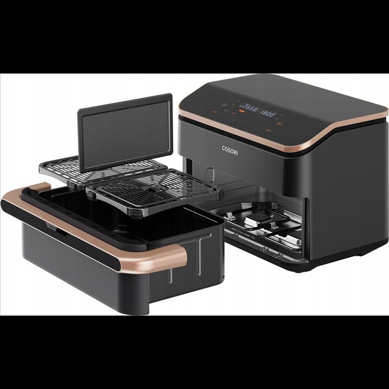 Fryer Cosori Dual Blaze TwinFry / CAF-TF101S-AEUR / 10L / 2800W / 2x5L / 4 Elemente Ngrohëse / Wi-Fi / Sync Cook / Sync Finish – Zezë/Gold - 3