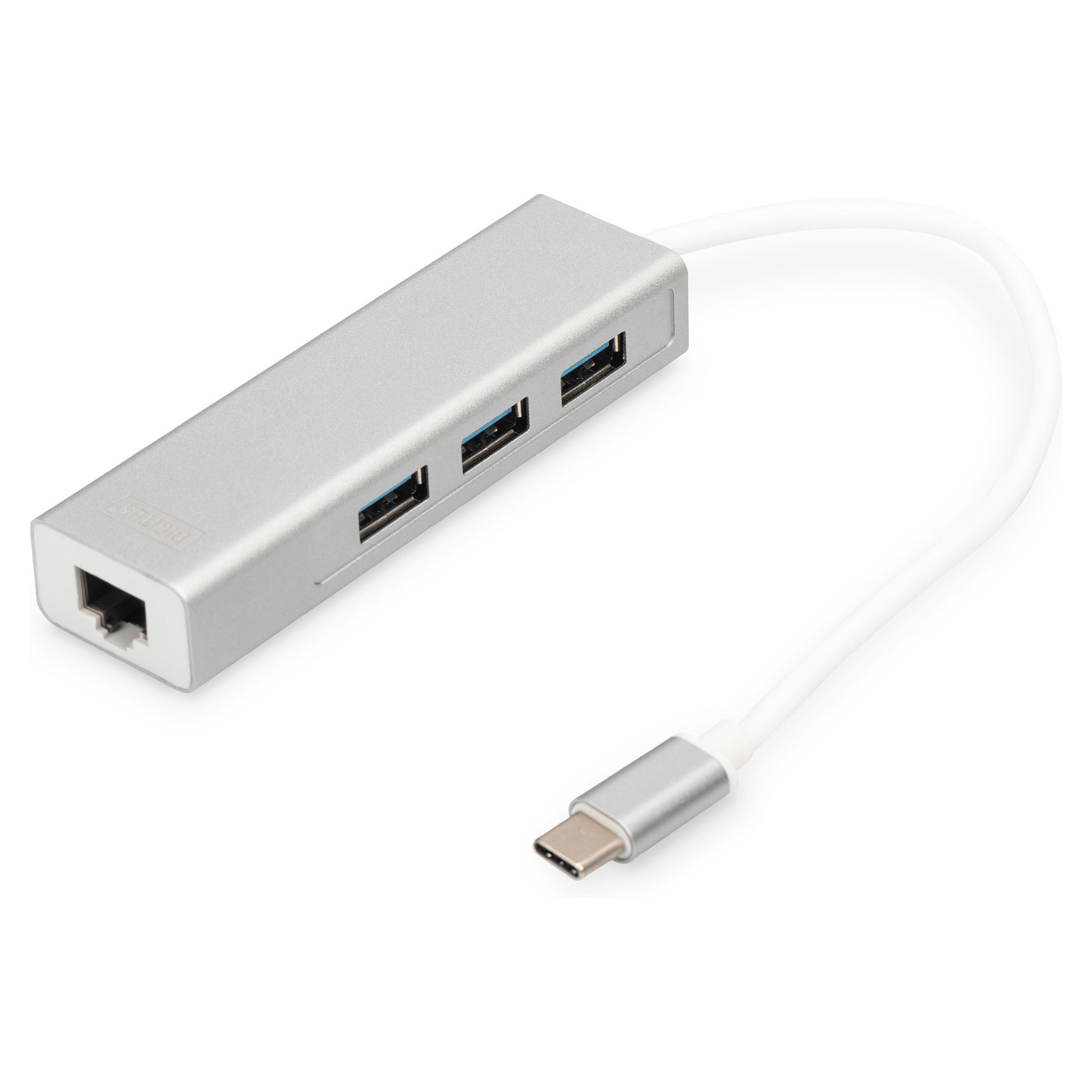 Adapter USB 3.0/C DIGITUS → Gigabit Ethernet + 3‑Port HUB - Bardhë - 1