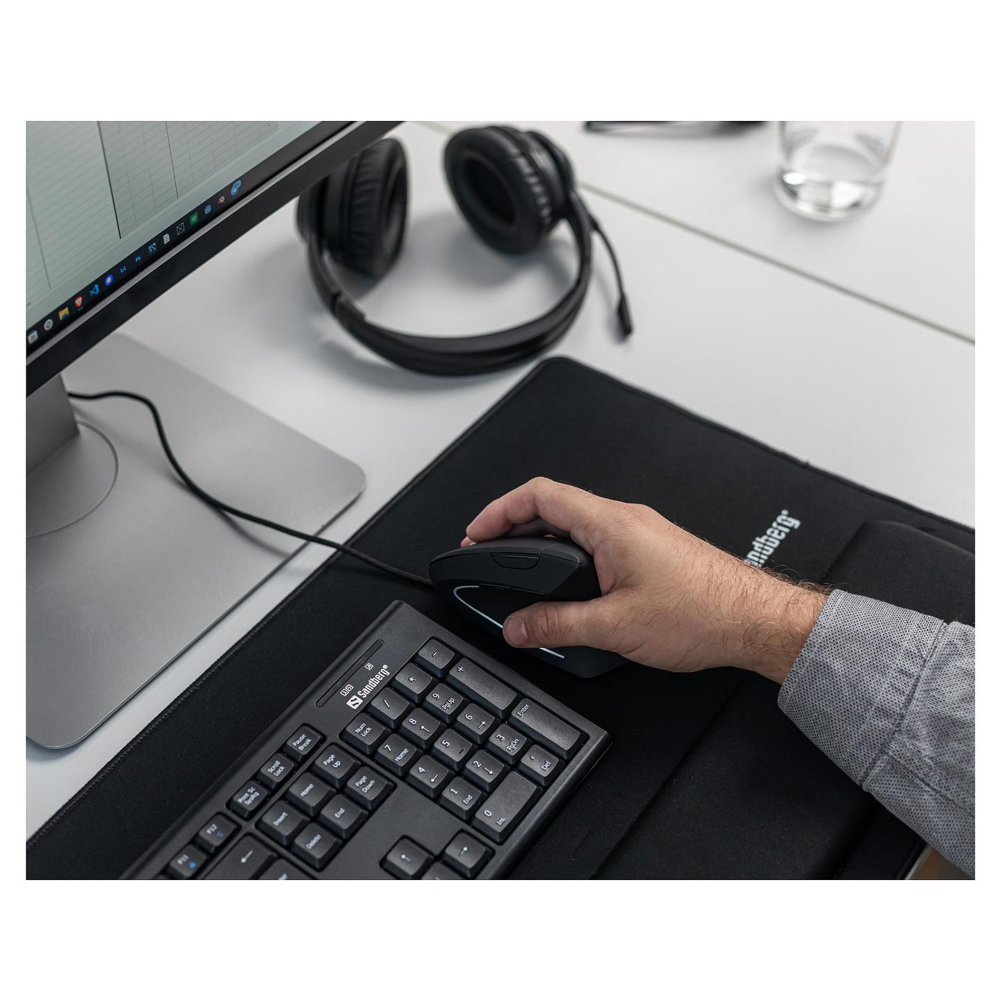 Maus me Kabllo Sandberg 630-14, Ergonomik Vertikal, USB-A, 800–2400 DPI, 6 Butona – Zezë - 9