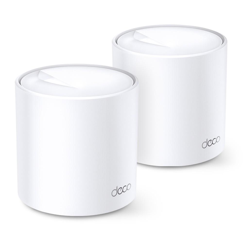 TP-Link Deco X20 (2-Pack) AX1800 Wi-Fi 6 Mesh – Dual-Band 2.4GHz + 5GHz, 574Mbps + 1201Mbps, 2× Gigabit WAN/LAN për njësi, OFDMA, MU-MIMO, WPA3 – Bardhë
