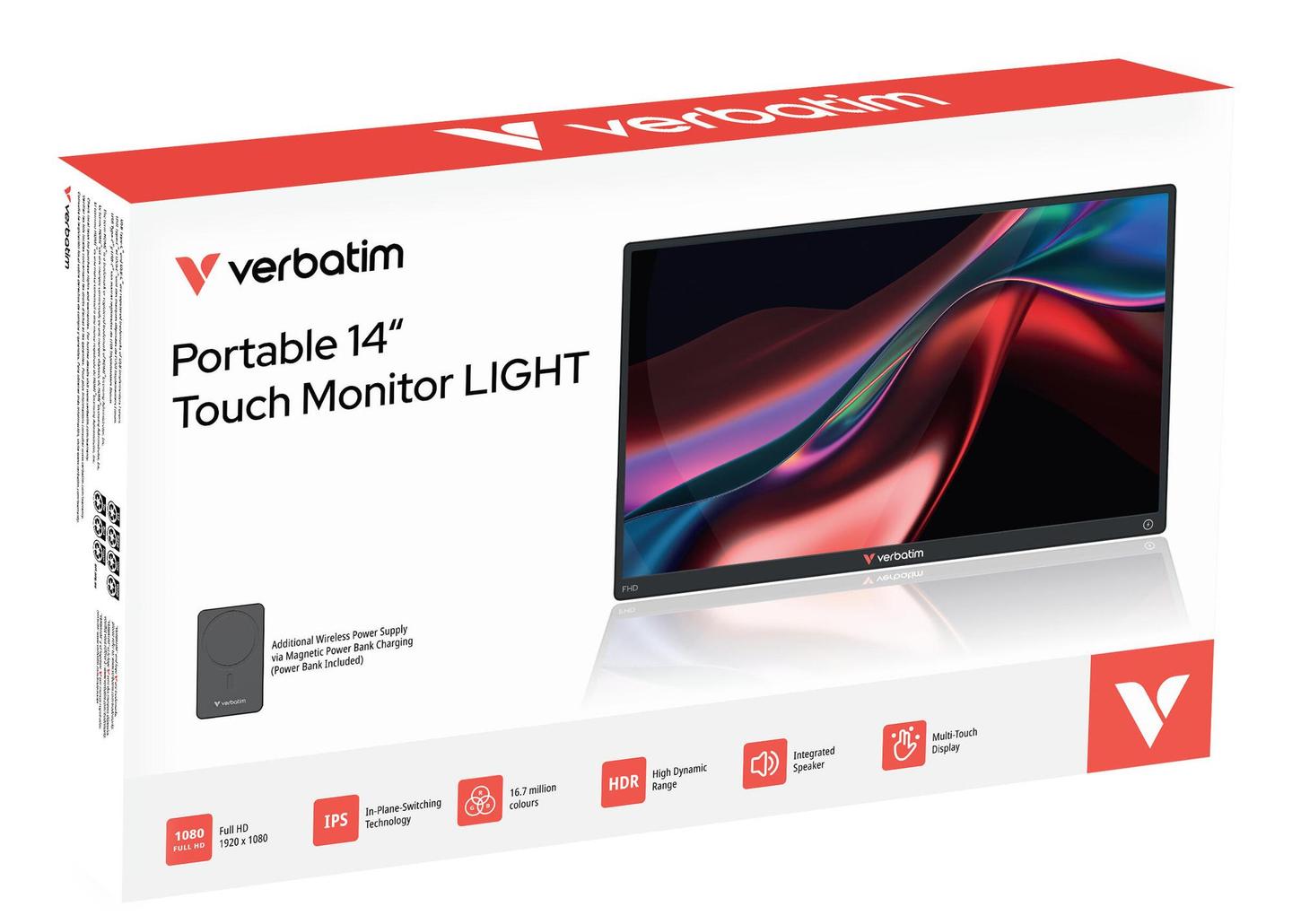 Verbatim LIGHT 32088 / 14" / Full HD IPS Touch / 60Hz / 6ms / HDMI + 2× USB-C / Power Bank 5000mAh – E zezë - 3