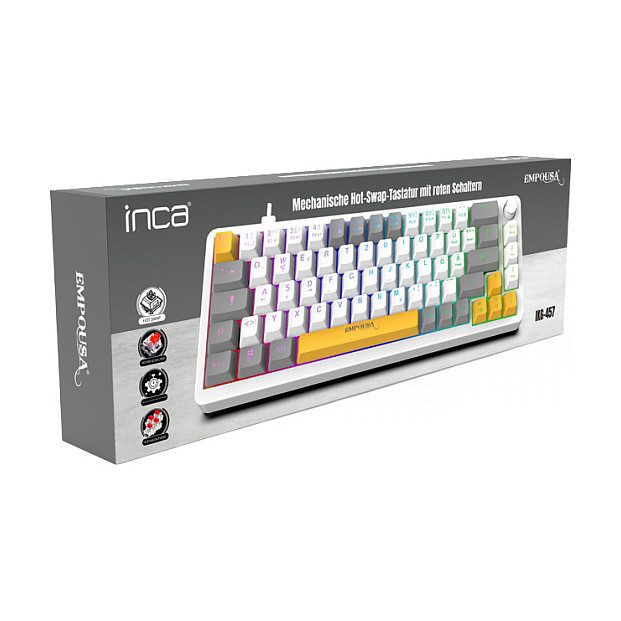 Tastierë Gaming Inca IKG-457 / Wired / QWERTY / Mekanike / 65% / 68 Taste / USB - Bardhë - 4