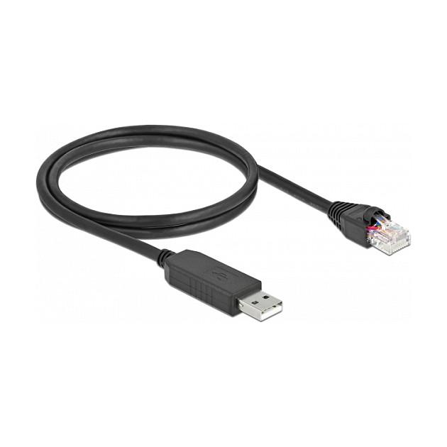 Kabllo Serial DeLOCK 64160, USB 2.0 Type-A mashkull në RJ45 mashkull, RS-232, FTDI FT231XS, deri në 921,6 Kb/s, 1 m - Zezë  - 2