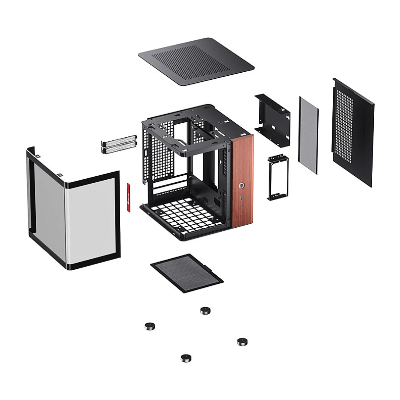 Kasë PC JONSBO TK-0 / Mini Tower / Mini-ITX / Tempered Glass / Wood - Zezë - 26