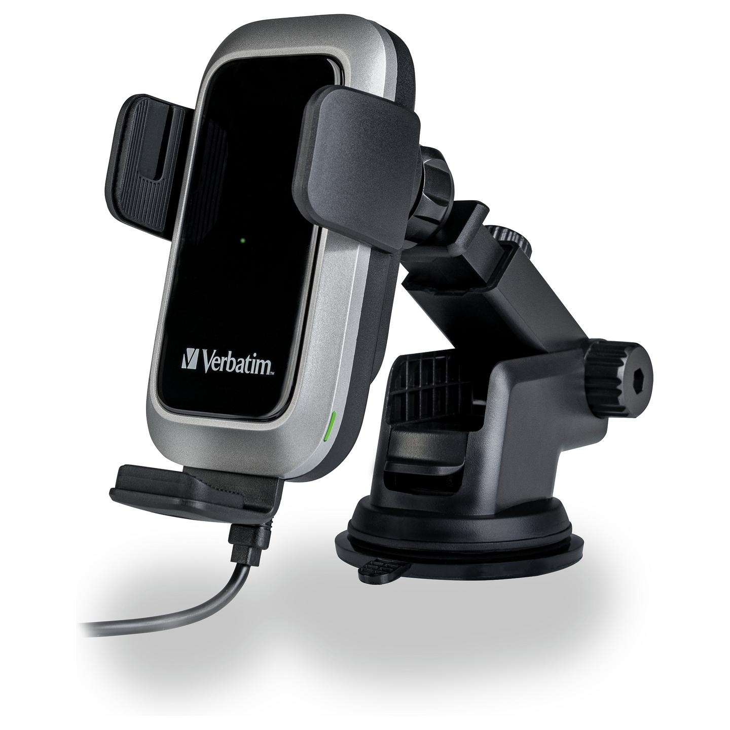 Mbajtës Telefoni për Veturë Verbatim FWC-03 Pro, Karikim Wireless Qi, 15W, Mbërthim Automatik, Rrotullim 360°, 3 Mundësi Montimi, USB-C në USB-A, 1 m – Zezë - 4