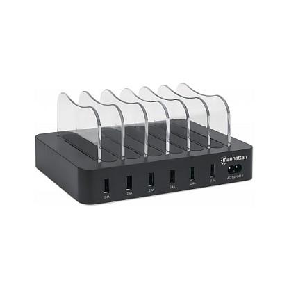 Stacion Karikimi USB Manhattan 102254 / 6x USB-A / 5V 2.4A / 50W / Smart IC / Tregues LED - Zezë - 2