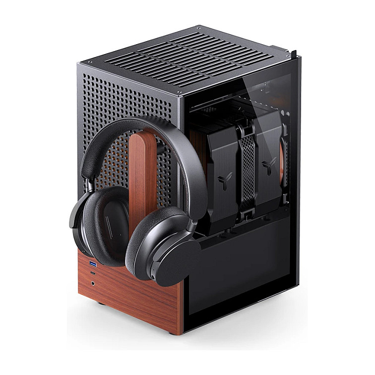 Kasë PC JONSBO T6 / Mini Tower / Mini-ITX / Tempered Glass / Wood - Zezë - 3