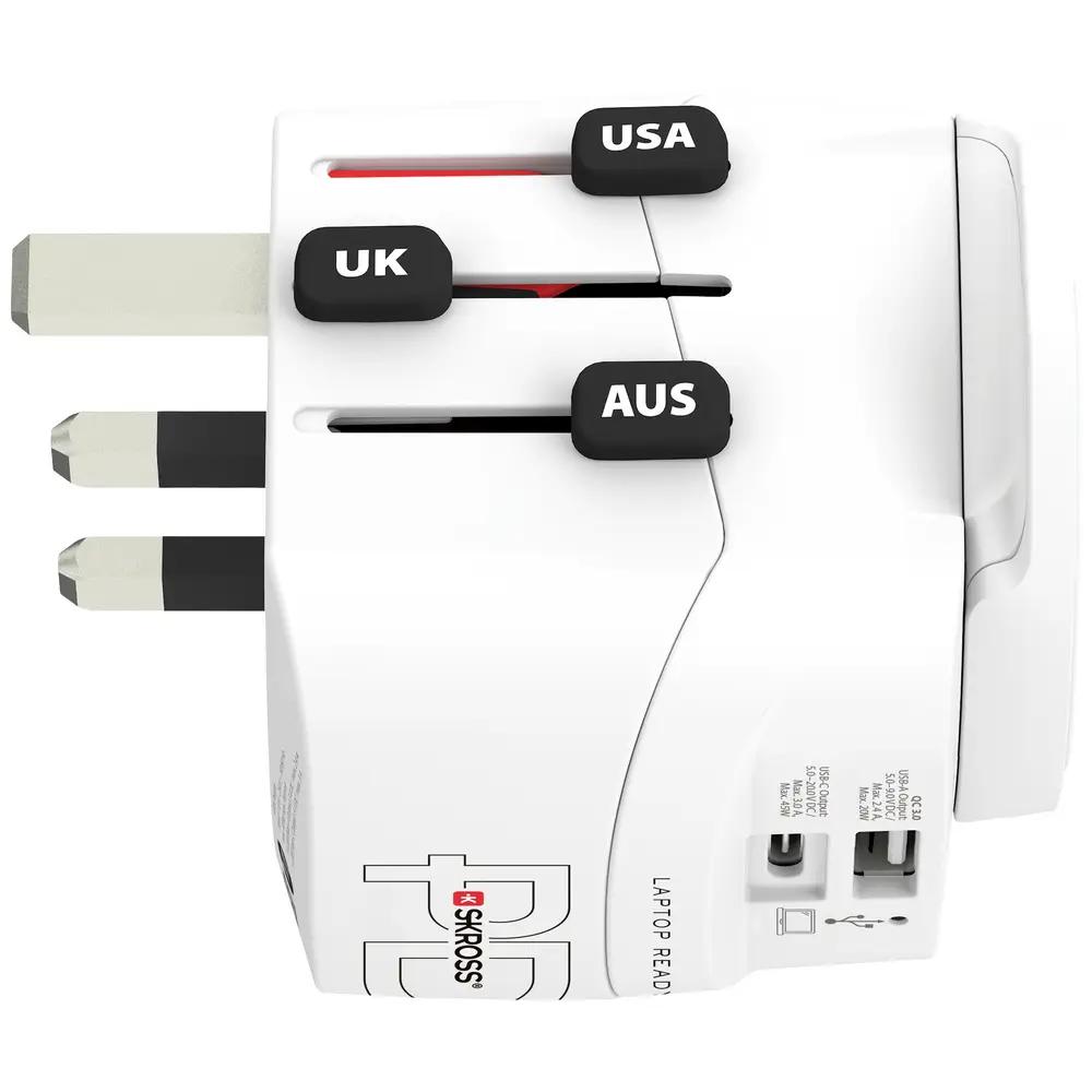 Adapter Udhëtimi SKROSS Pro Light USB (2xA) World / 2x USB-A / 100-250V / 1750W / 3-Pin / Universal – Bardhë - 2