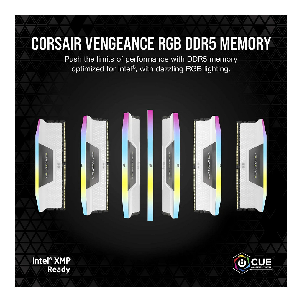 RAM Memorie DDR5 CORSAIR DIMM Kit 64 GB / 6000 MT/s – CL30 – VENGEANCE RGB / Bardhë - 7
