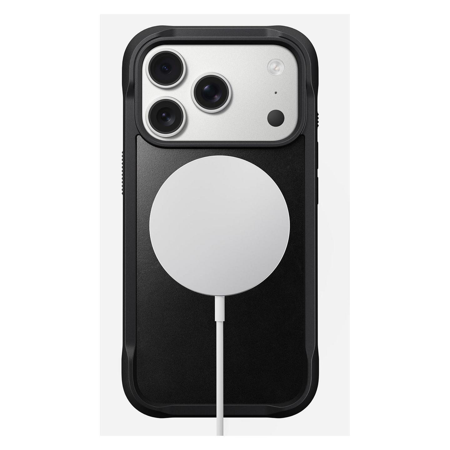 Case për Telefon Nomad Rugged Leather / iPhone 17 Pro 6.3" / Lëkurë Horween / MagSafe / Kornizë Polikarbonat + TPU / Mbrojtje deri 4.5 m - Zezë - 2