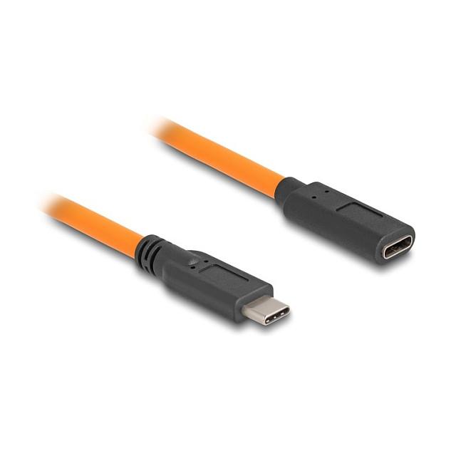 Kabllo USB DeLOCK 87960 / USB-C Mashkull në USB-C Femër / USB 5 Gbit/s / Power Delivery 100W / Tethered Shooting / 1 m - Portokalli - 2