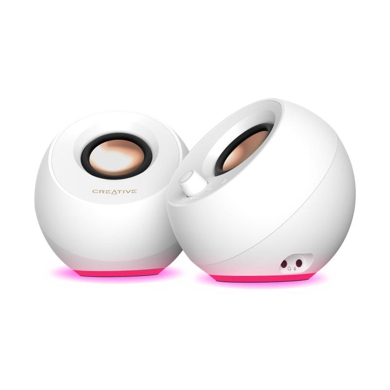 Altoparlant Creative Pebble Pro / 2.0 / 10W RMS / USB-C / Bluetooth / RGB - Bardhë - 5